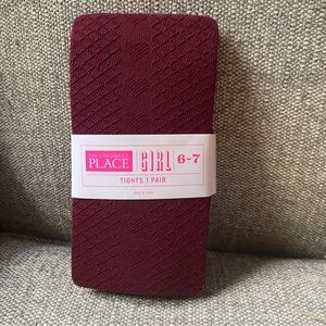 The Children’s Place Girls Tights Size 6-7 New Red Rubin Burgundy